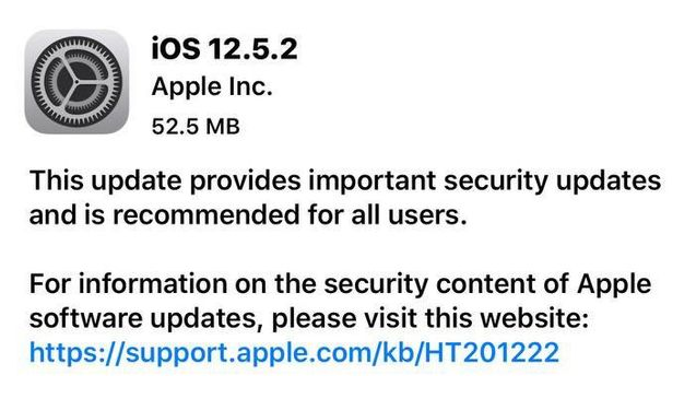 峰峰矿苹果手机维修分享iOS12.5.2发布，建议所有老苹果用户安装 